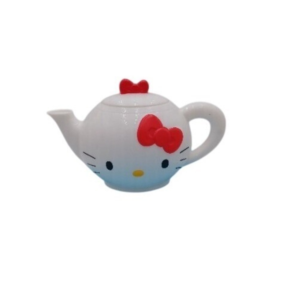 Sanrio‎ Hello Kitty Miniature Plastic Toy Teapot White Red Bow Kids Pretend Play